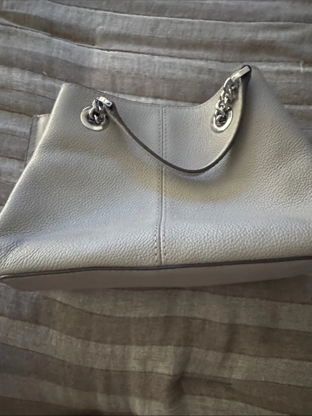 Michael Kors Gray Leather Chain-Handle Shoulder Bag